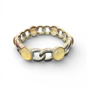Vintage Silver and Yellow Stone Bracelet